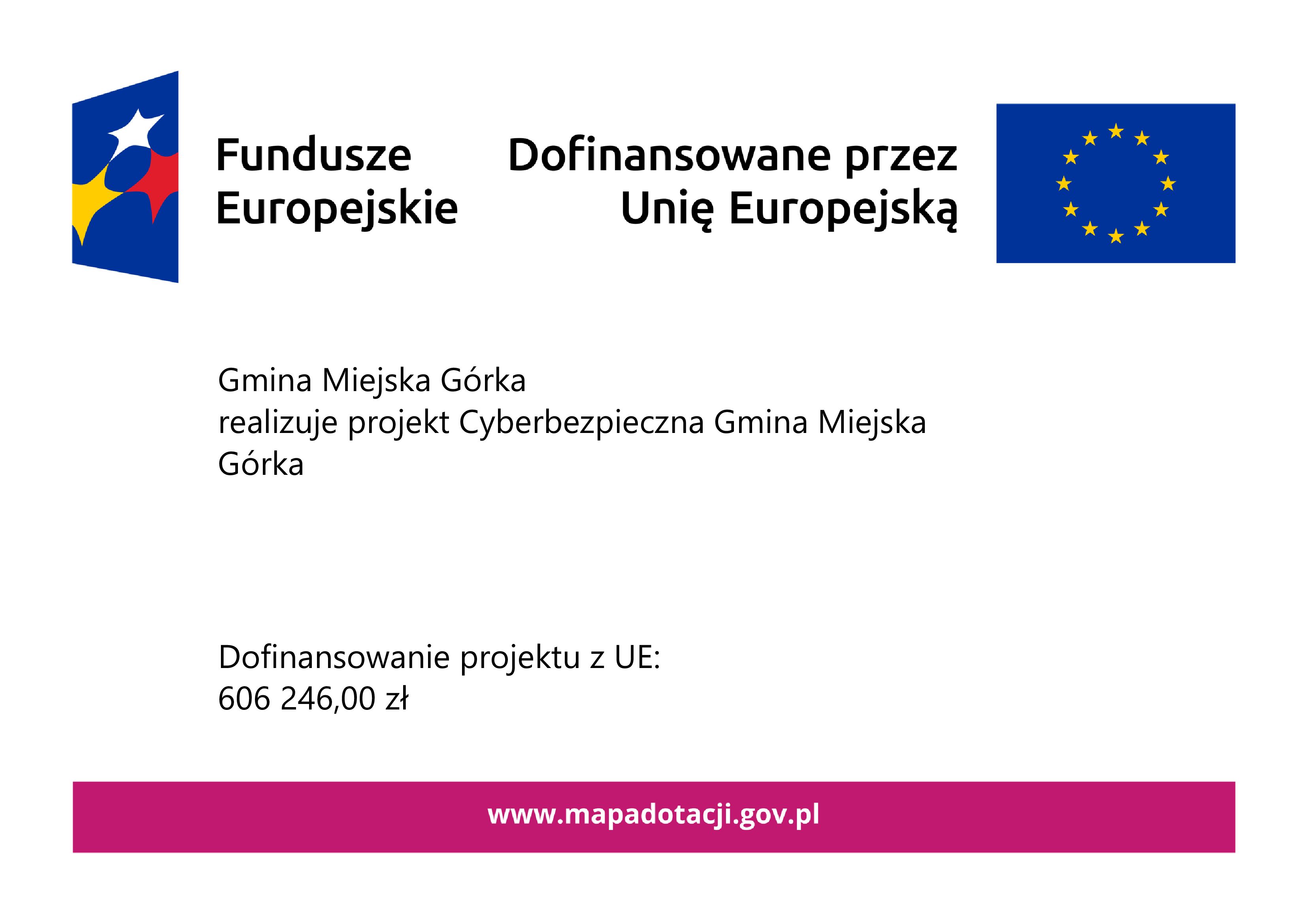 Informacja o dofinansowaniu z Funduszy Europejskich dla projektu Cyberbezpieczna Gmina